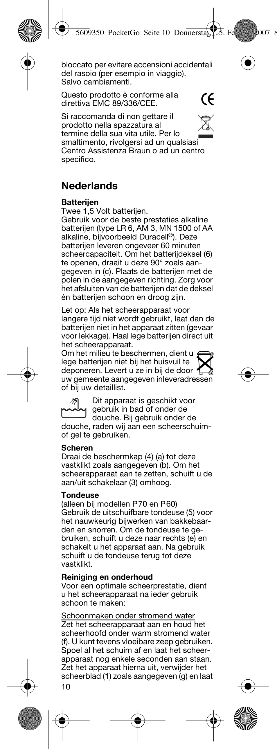 Nederlands | Braun P40 PocketGo  EU User Manual | Page 11 / 26