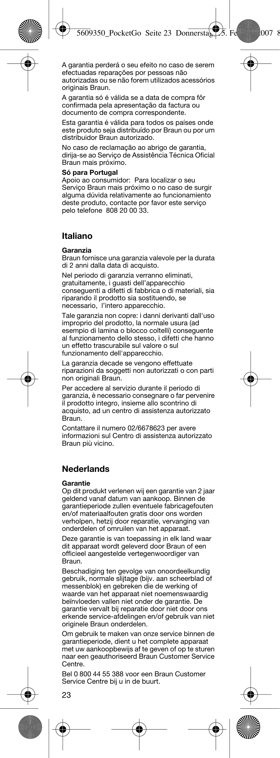 Braun P40 PocketGo  EU User Manual | Page 24 / 26