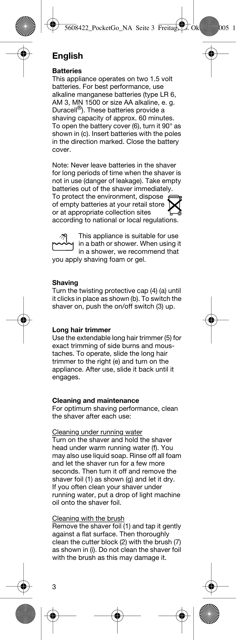 English | Braun 370-5609 PocketGo User Manual | Page 3 / 12