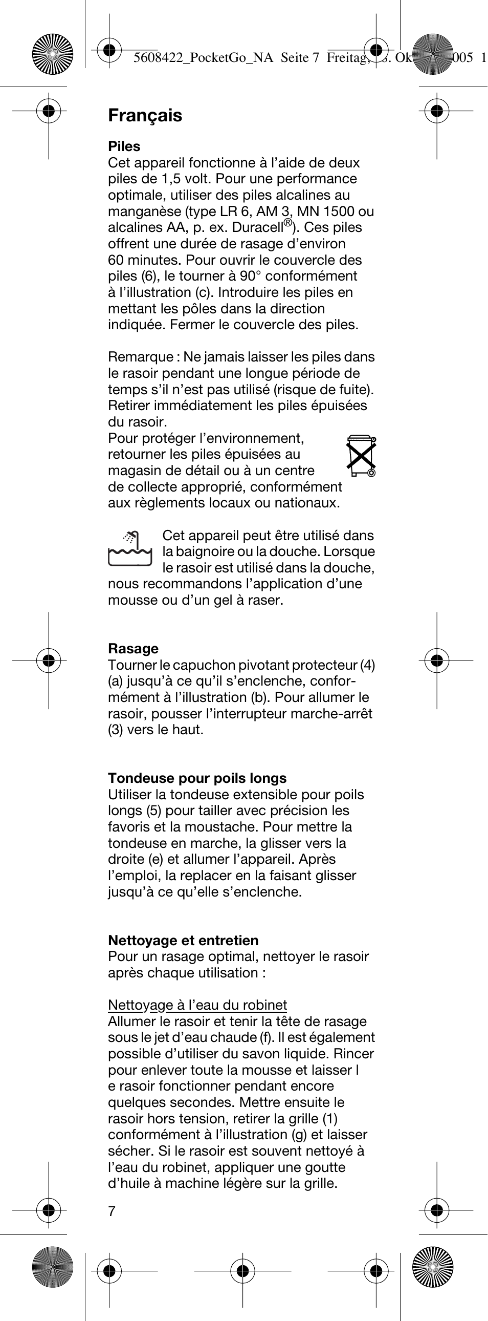 Français | Braun 370-5609 PocketGo User Manual | Page 7 / 12