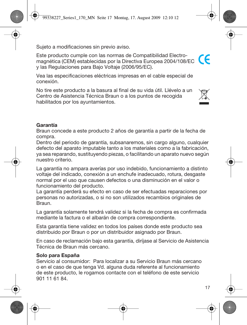 Braun 170 Series 1 User Manual | Page 16 / 43
