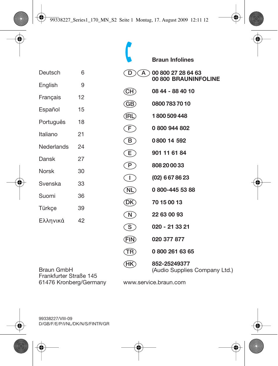 Braun 170 Series 1 User Manual | Page 2 / 43