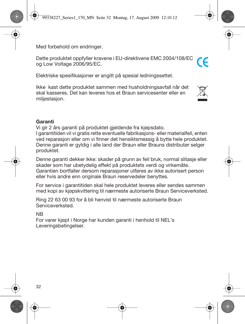 Braun 170 Series 1 User Manual | Page 31 / 43