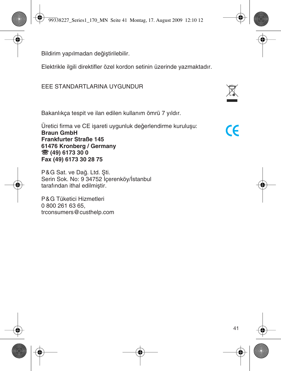 Braun 170 Series 1 User Manual | Page 40 / 43
