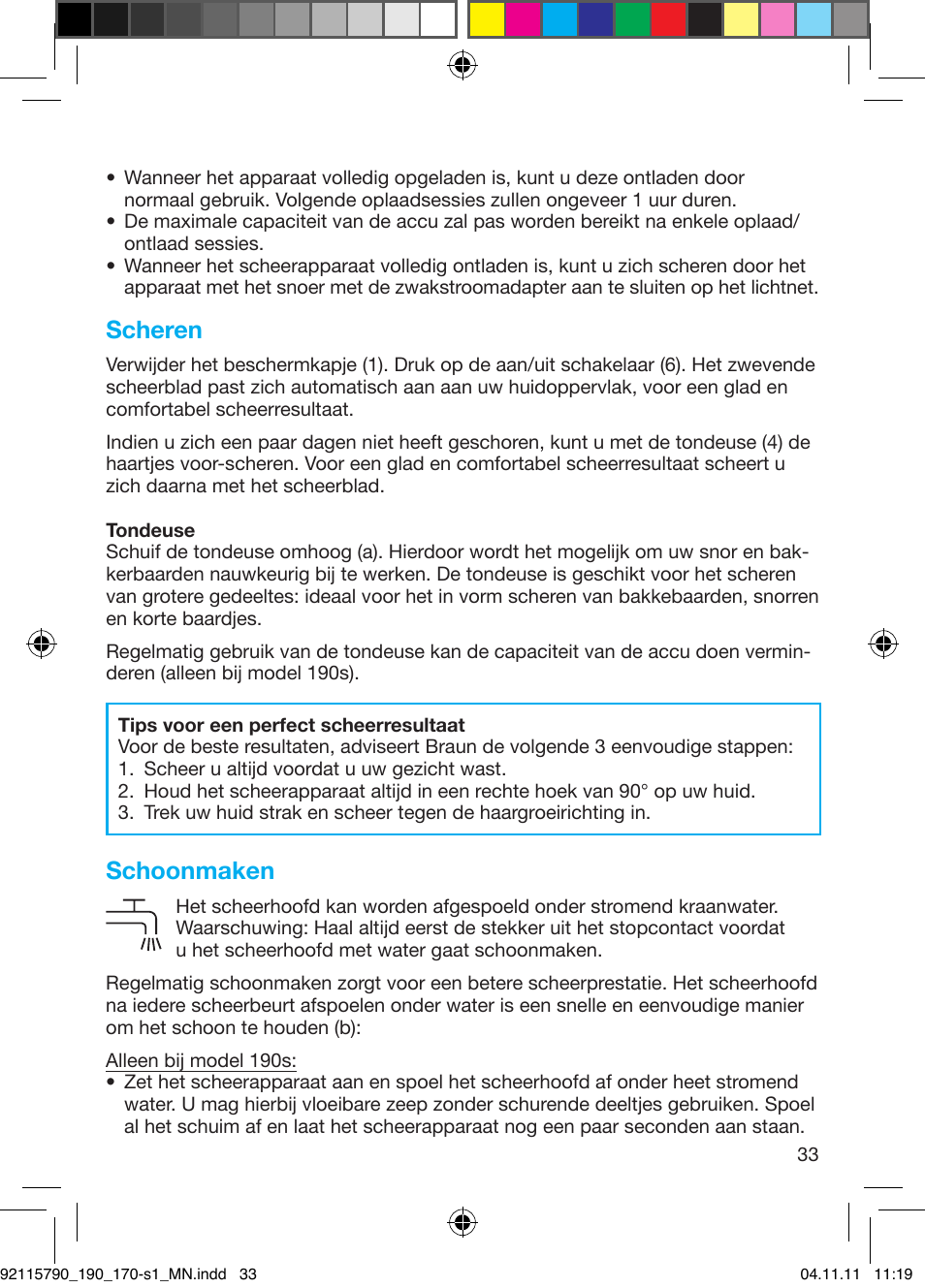 Scheren, Schoonmaken | Braun 170s-1 Series 1 User Manual | Page 32 / 55
