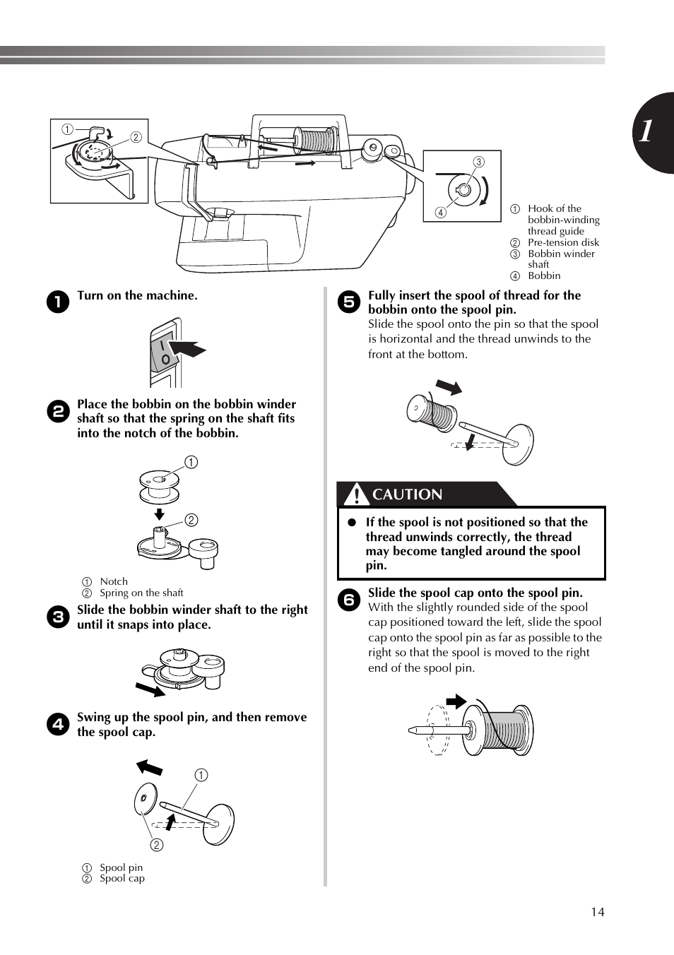 Caution, Ab a b | Brother XT37 User Manual | Page 15 / 52