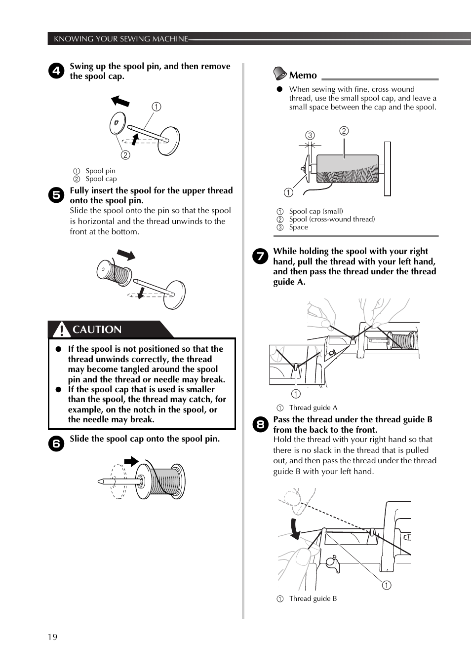 Caution | Brother XT37 User Manual | Page 20 / 52