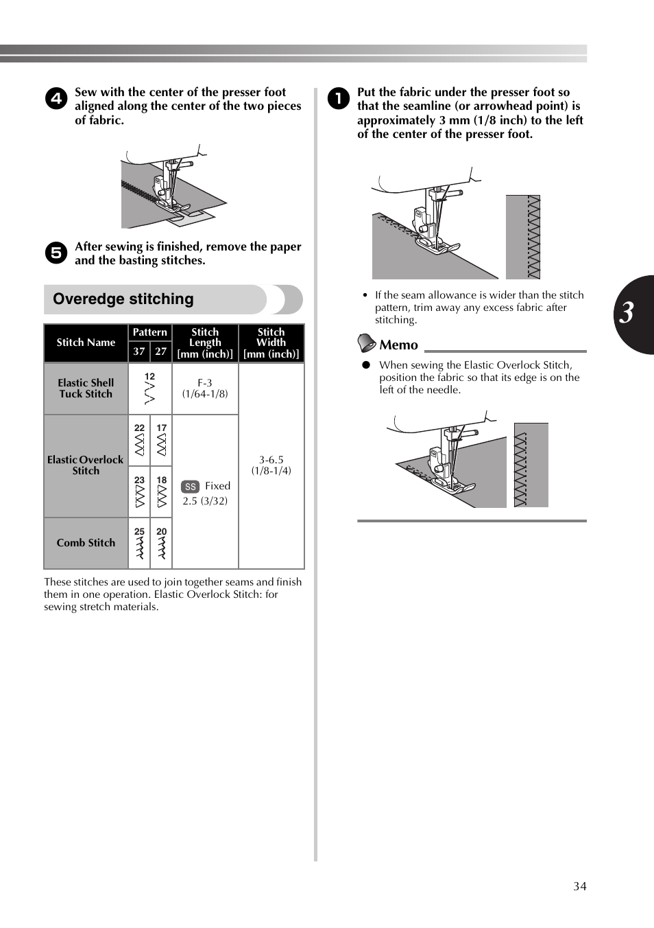 Overedge stitching | Brother XT37 User Manual | Page 35 / 52