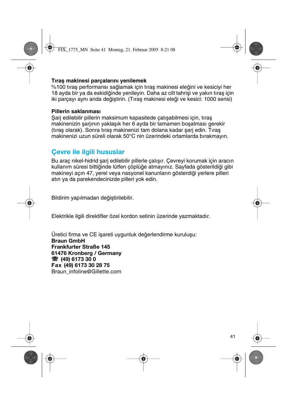 Braun 1775 FreeControl User Manual | Page 40 / 57
