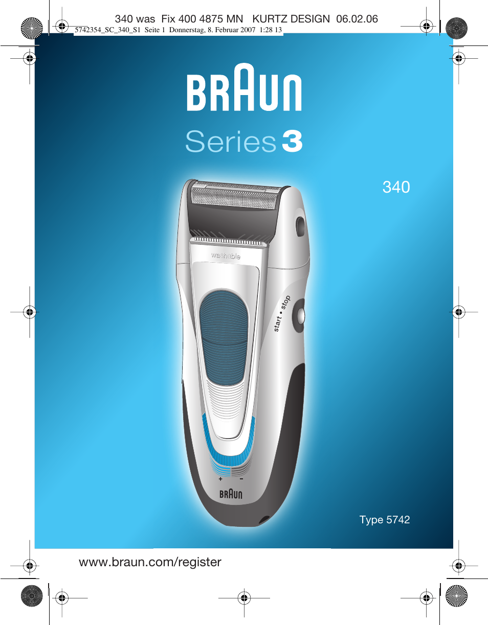 Braun 340 Series 3 User Manual | 33 pages