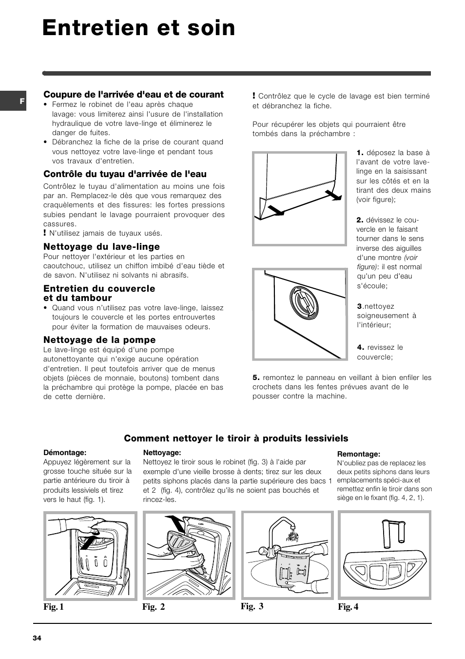 Entretien et soin | Indesit WIT 61 User Manual | Page 34 / 72