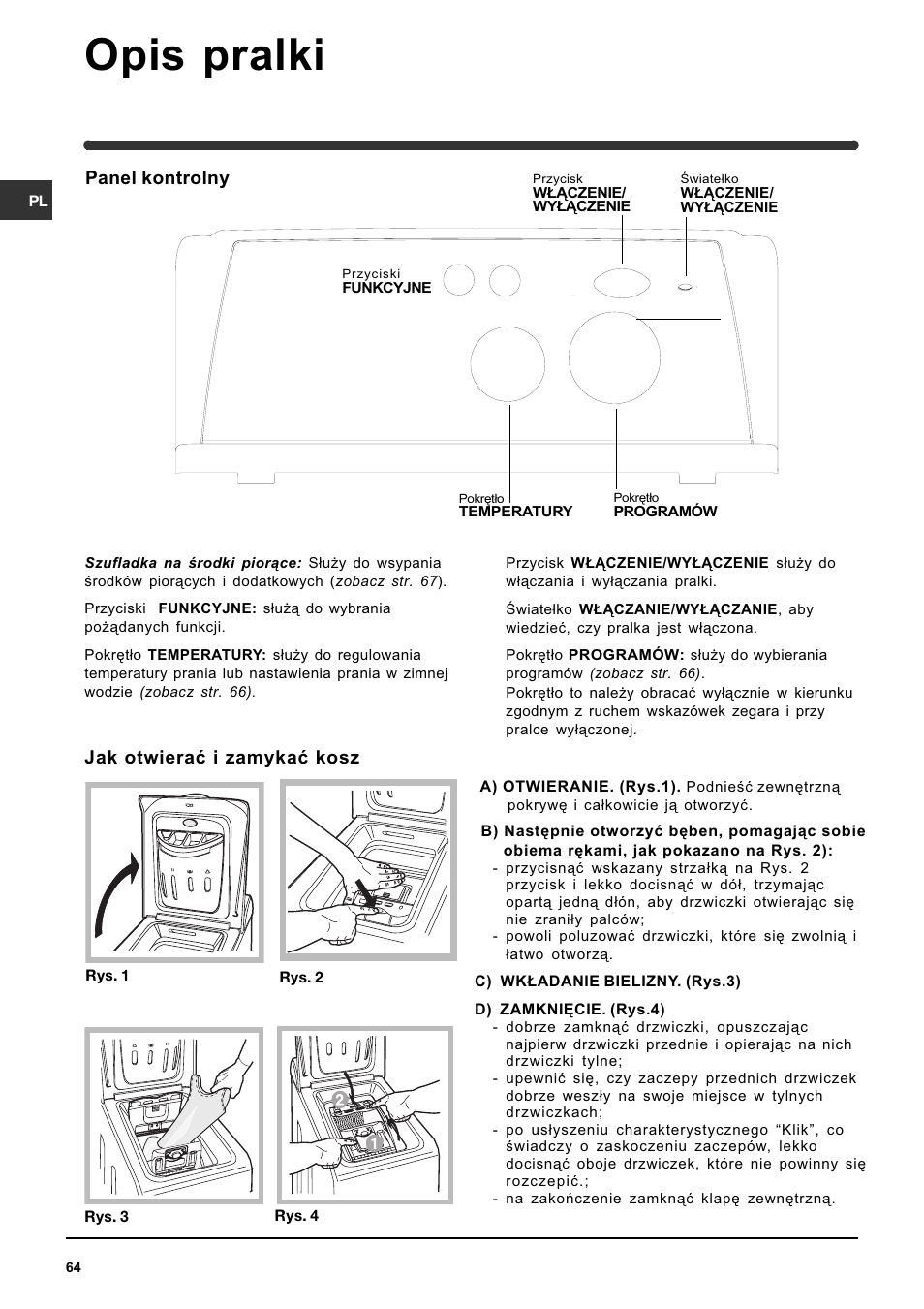 Opis pralki | Indesit WIT 61 User Manual | Page 64 / 72