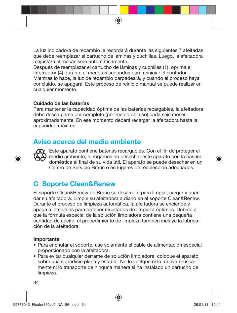 Aviso acerca del medio ambiente, C soporte clean&renew | Braun 390cc-4 Series 3 User Manual | Page 34 / 39