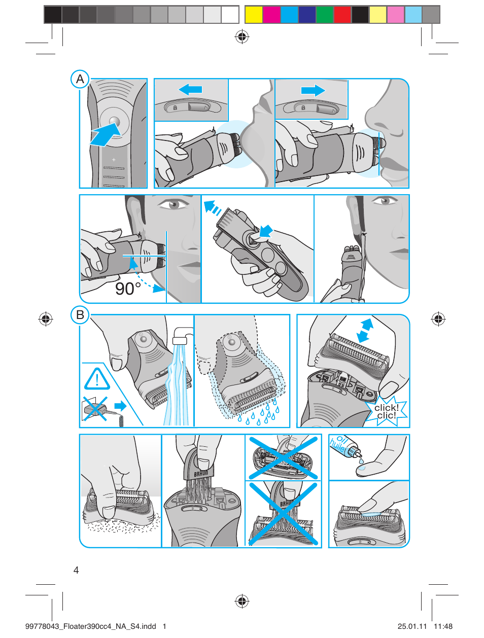 99778043_floater390cc4_na_s4, Click! clic, Oil huile | Braun 390cc-4 Series 3 User Manual | Page 4 / 39