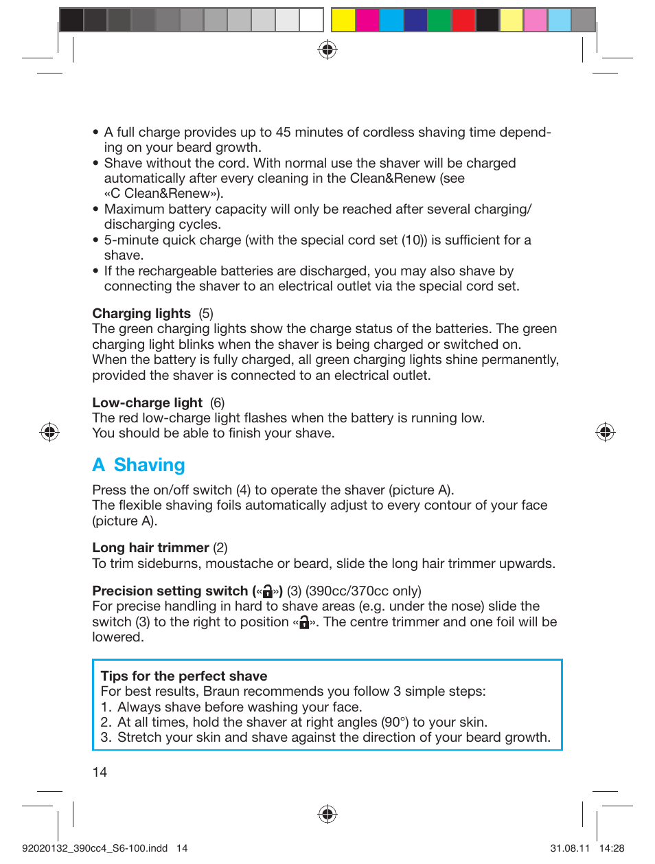 A shaving | Braun 370cc-4 Series 3 User Manual | Page 14 / 98