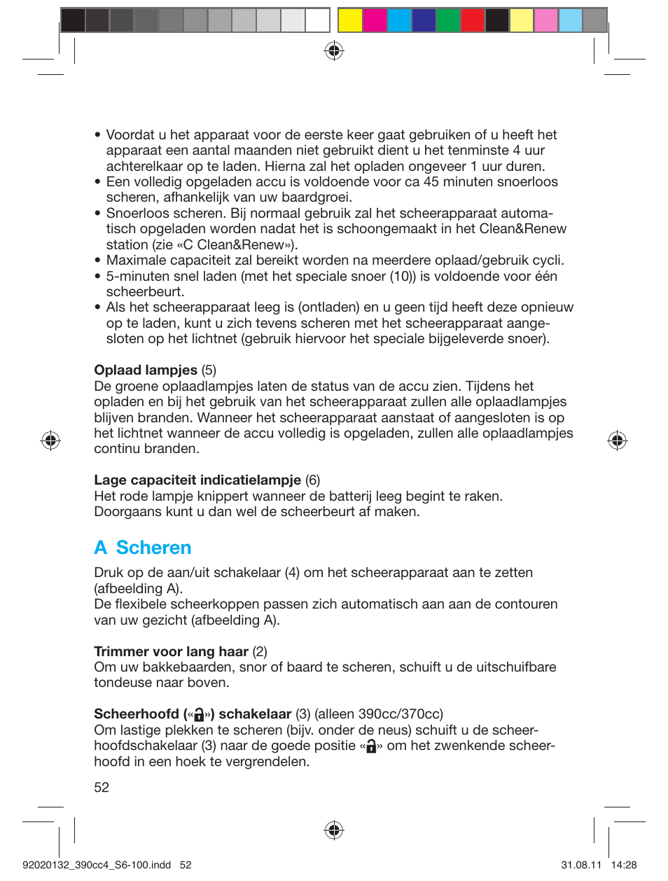 A scheren | Braun 370cc-4 Series 3 User Manual | Page 52 / 98