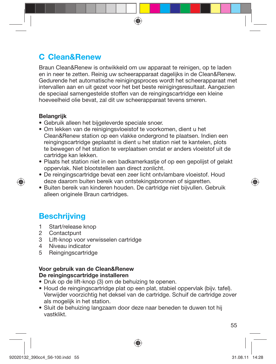 C clean&renew, Beschrijving | Braun 370cc-4 Series 3 User Manual | Page 55 / 98