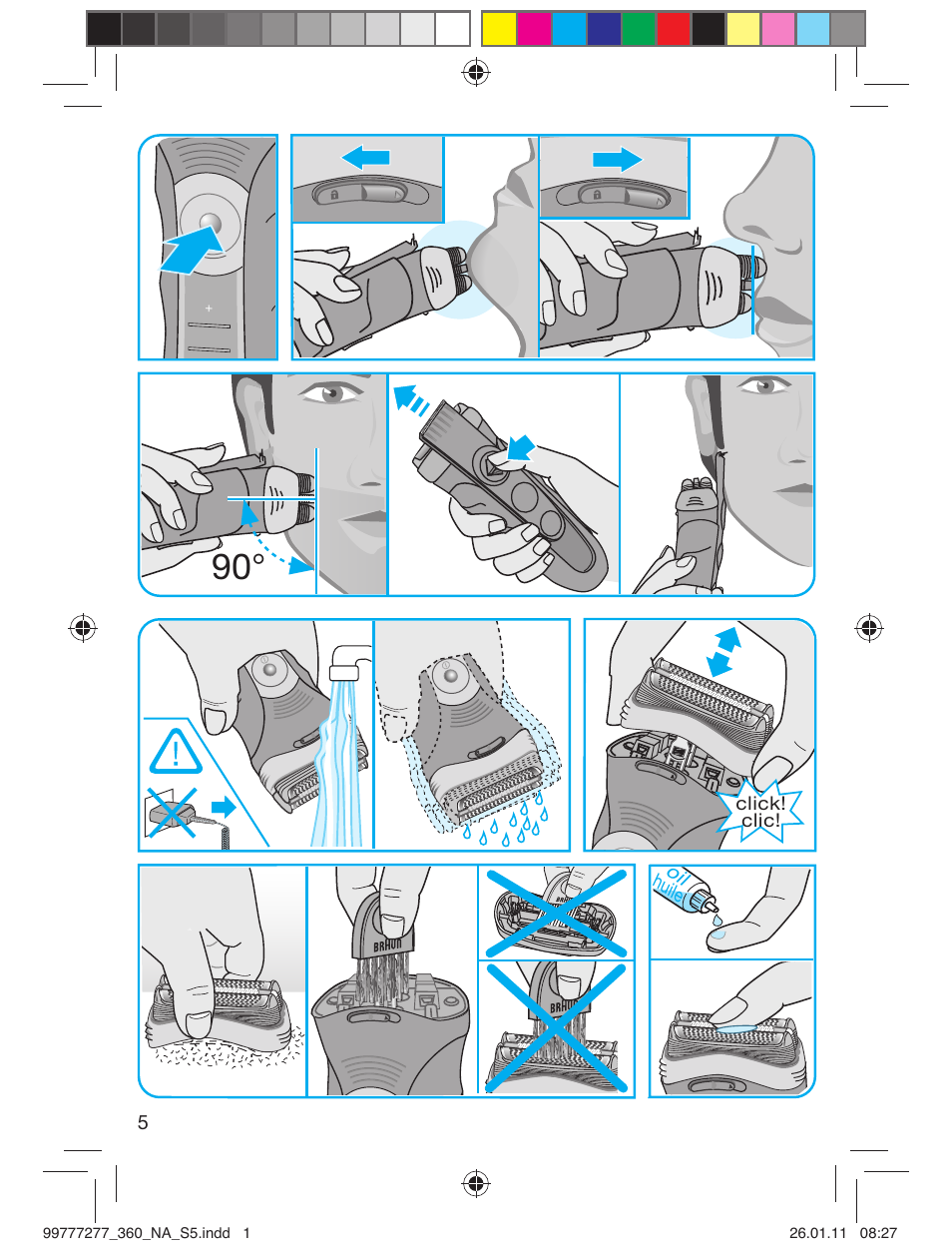 99777277_360_na_s5, Oil huile, Click! clic | Braun 360s-4 Series 3 User Manual | Page 4 / 31