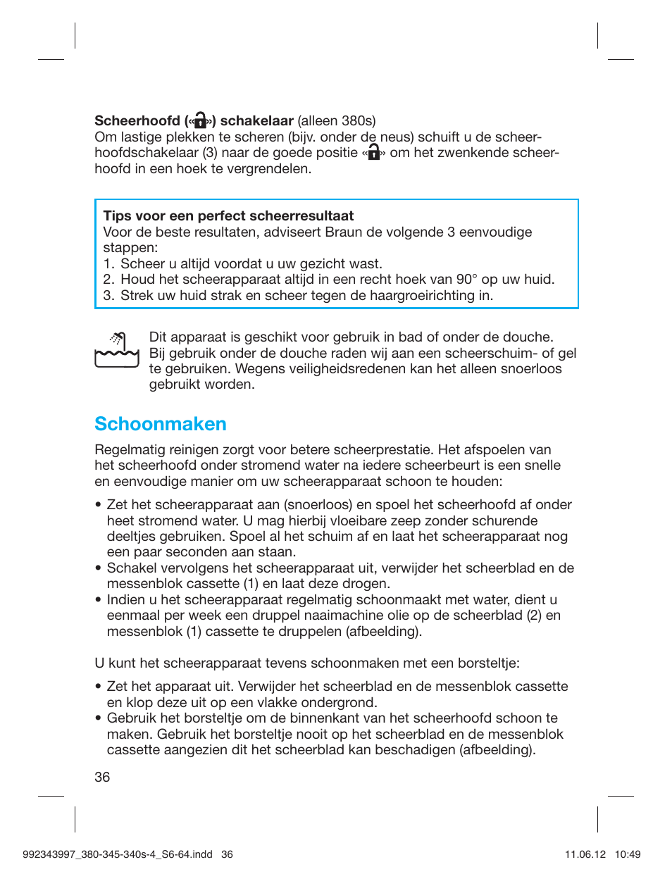 Schoonmaken | Braun 345s-4 Series 3 User Manual | Page 35 / 62