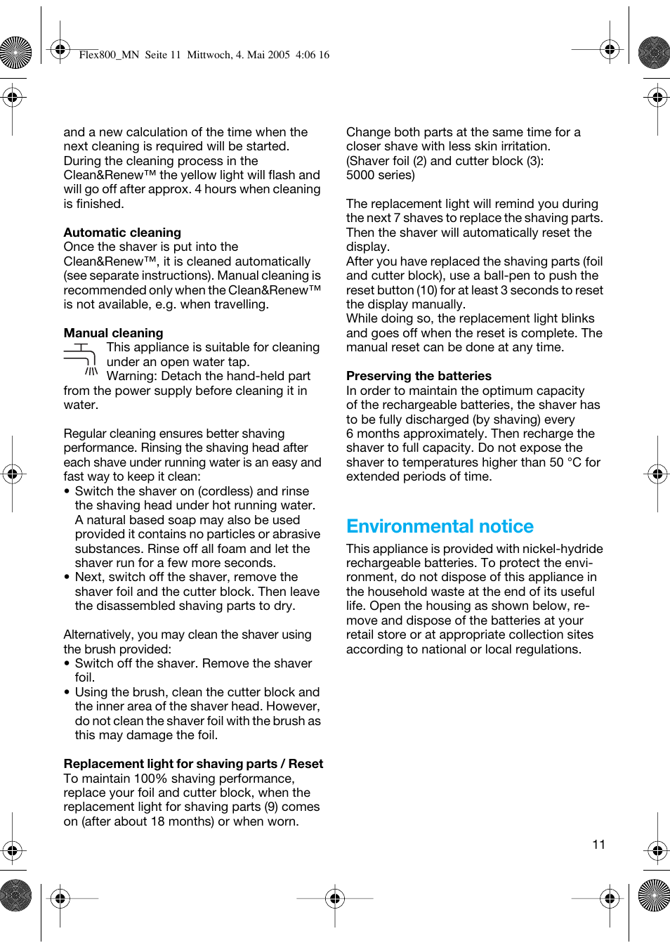 Environmental notice | Braun 5895 Contour Series User Manual | Page 10 / 65