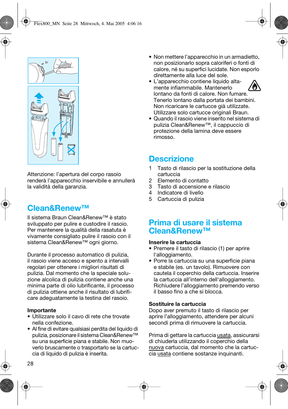 Clean&renew, Descrizione, Prima di usare il sistema clean&renew | Braun 5895 Contour Series User Manual | Page 27 / 65