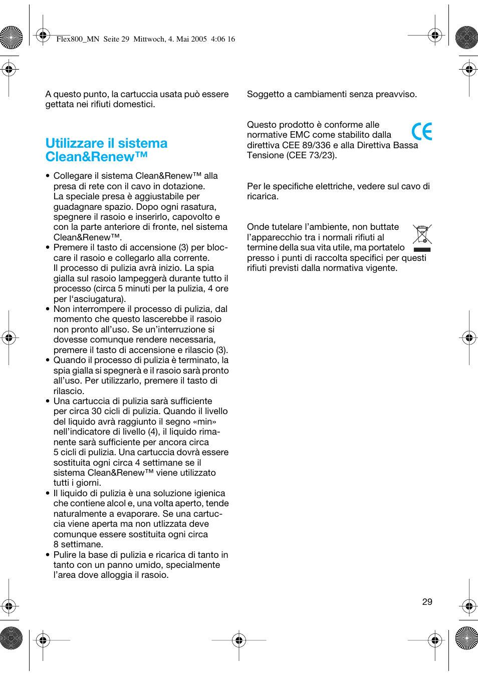 Utilizzare il sistema clean&renew | Braun 5895 Contour Series User Manual | Page 28 / 65