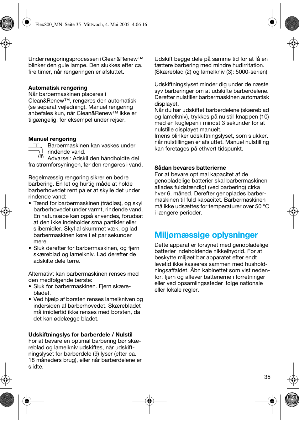 Miljømæssige oplysninger | Braun 5895 Contour Series User Manual | Page 34 / 65