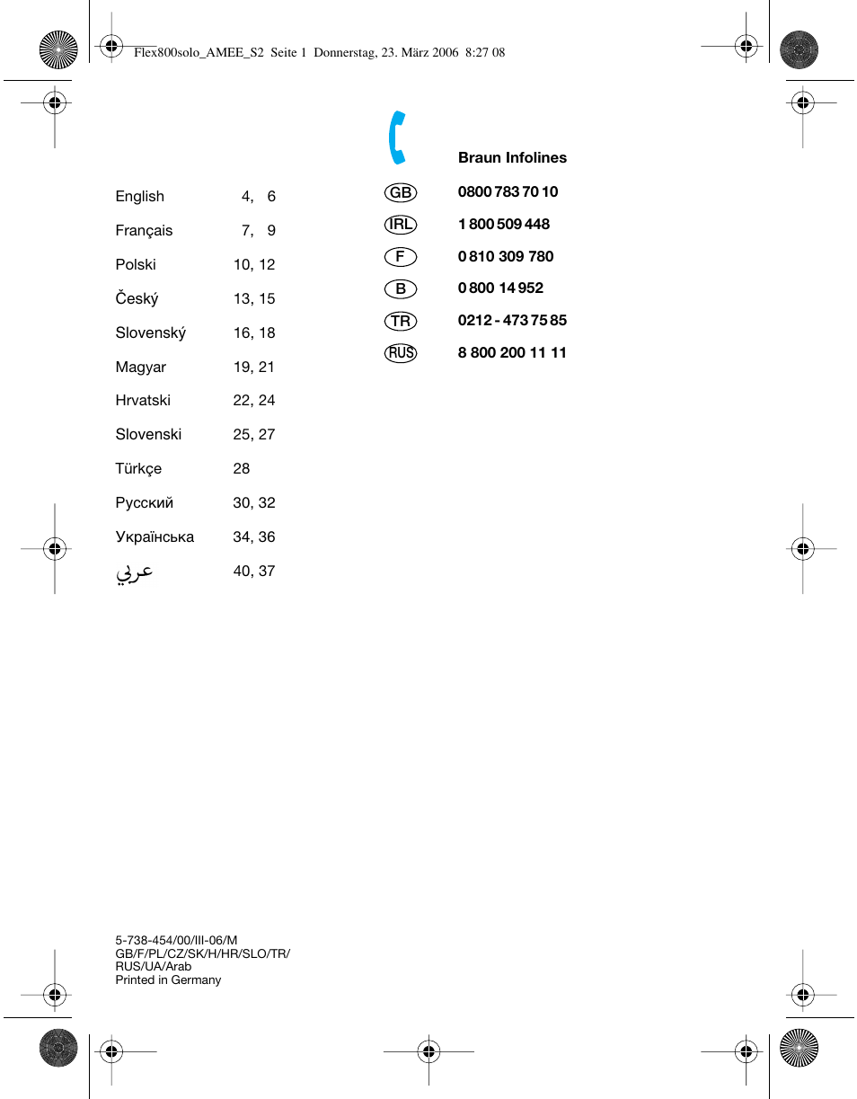 Braun 5877 Contour Series User Manual | Page 2 / 40
