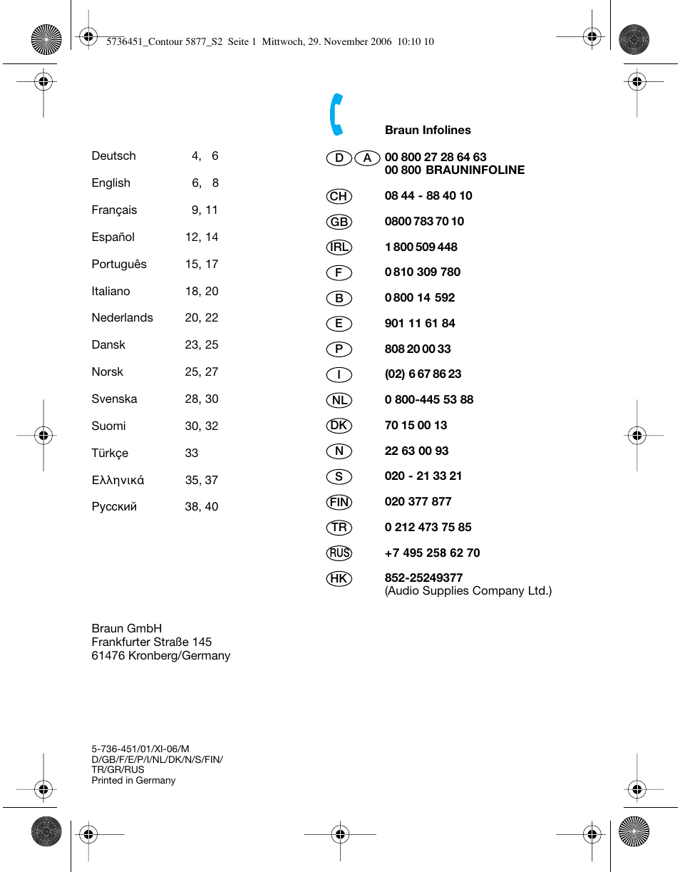 Braun 5873 Contour Series User Manual | Page 2 / 41