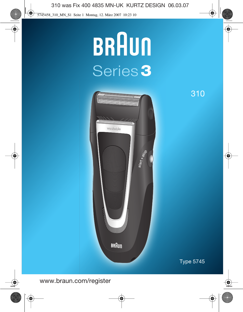 Braun 310 Series 3  EU User Manual | 29 pages
