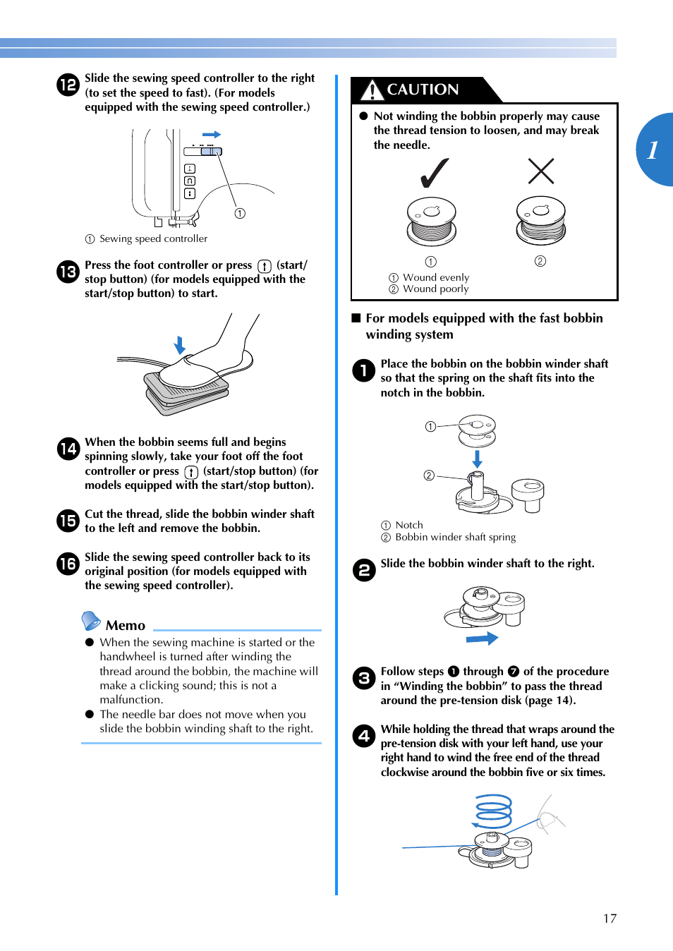 Caution | Brother FS-20 User Manual | Page 19 / 100