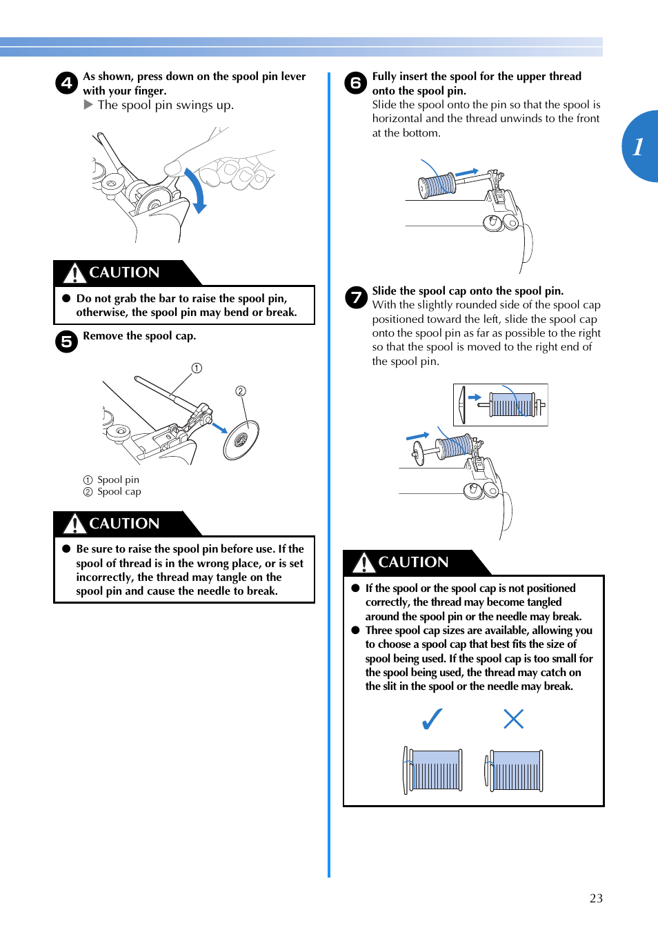 Caution | Brother FS-20 User Manual | Page 25 / 100
