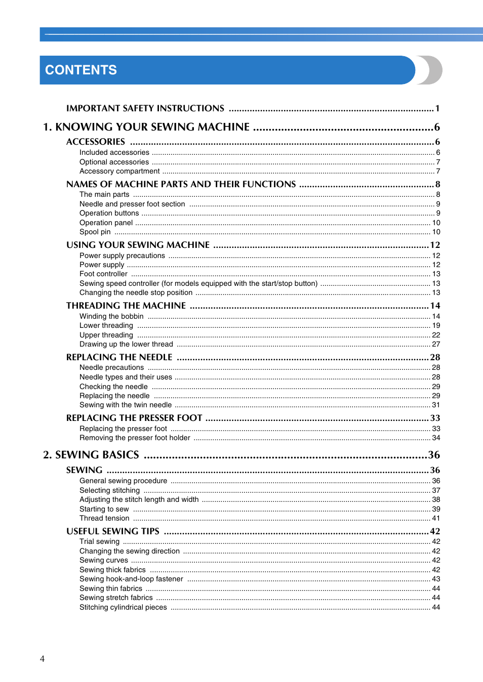 Brother FS-20 User Manual | Page 6 / 100