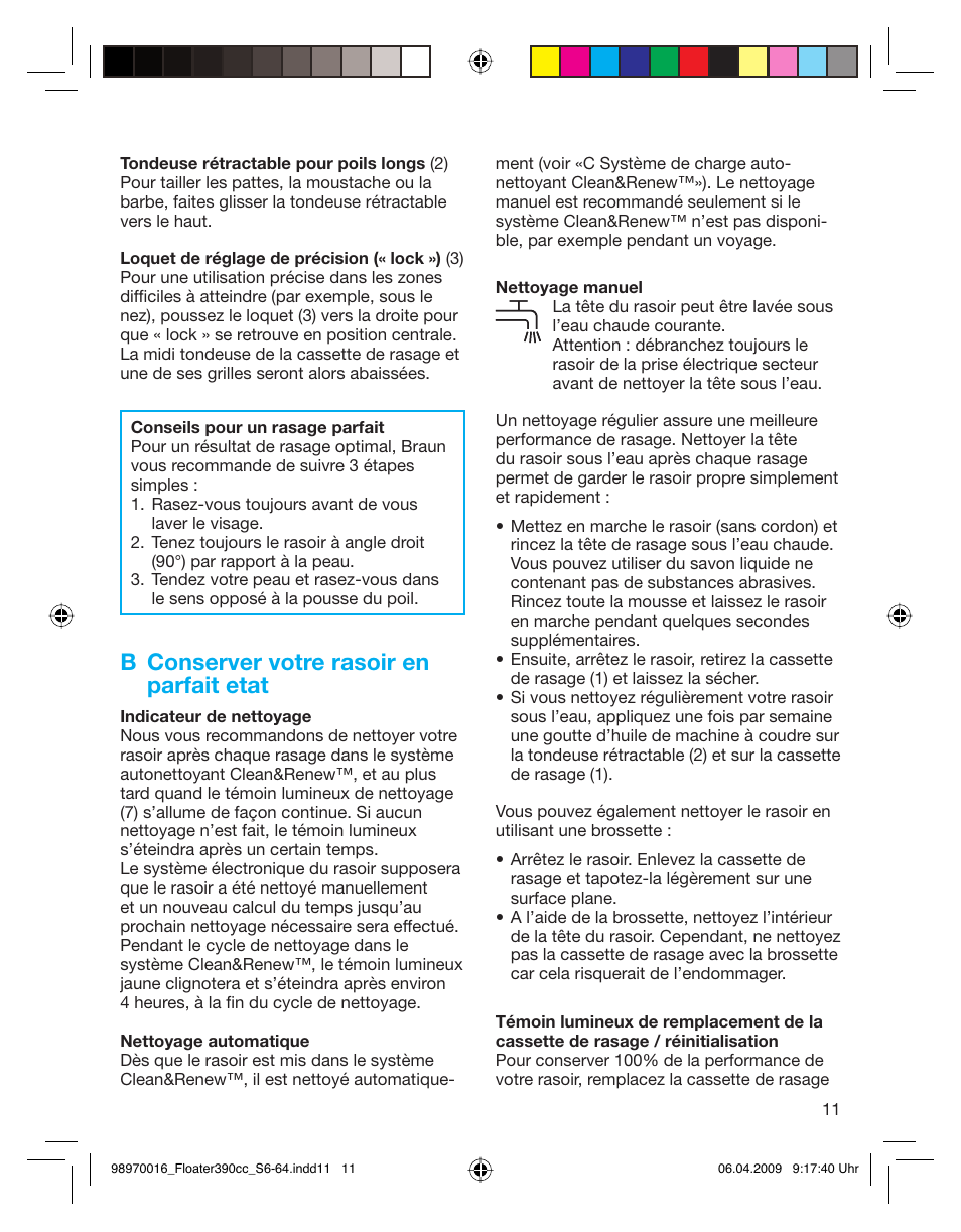 B conserver votre rasoir en parfait etat | Braun 390cc Series 3 User Manual | Page 11 / 61