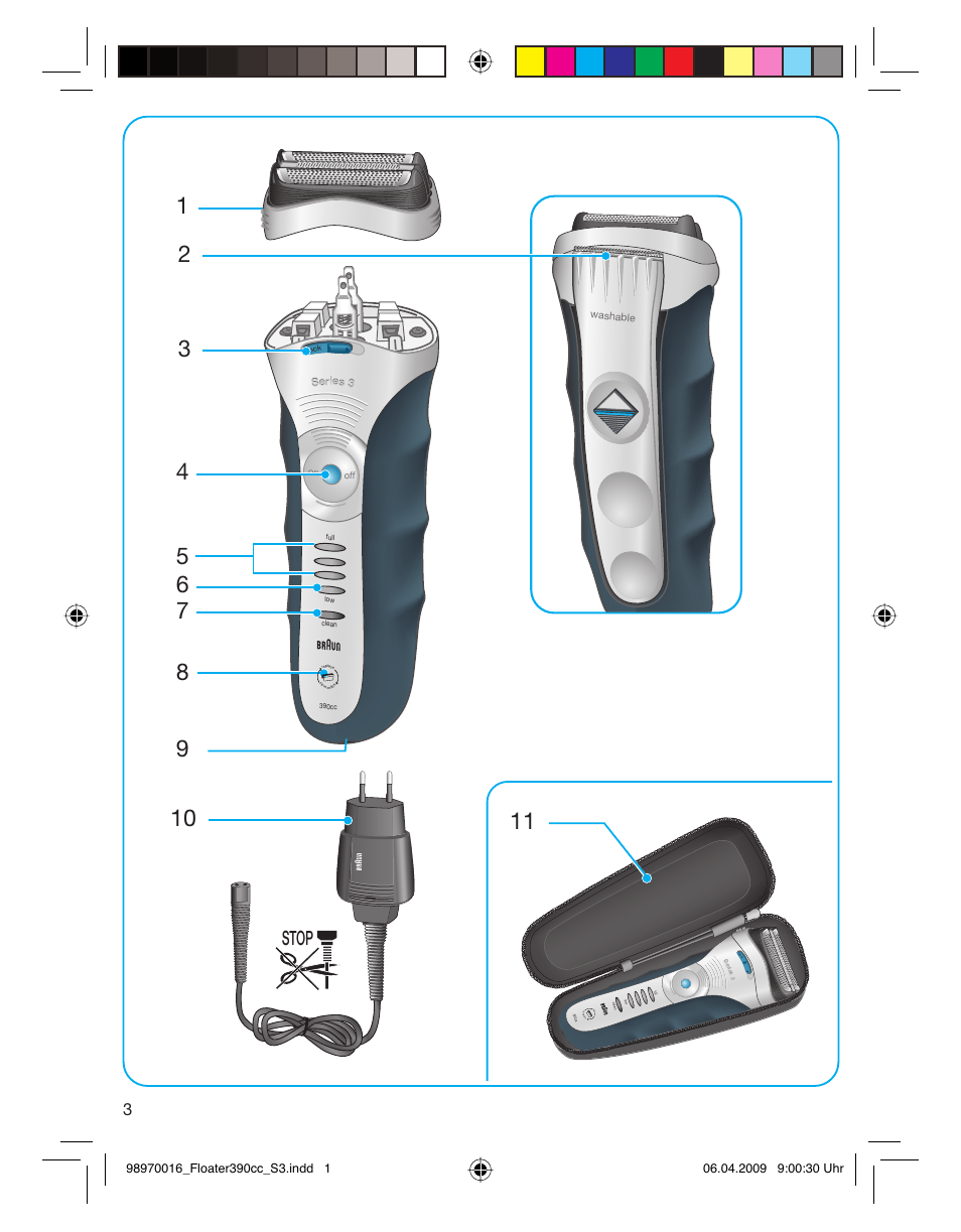 Stop, Re p, Nt hs | Braun 390cc Series 3 User Manual | Page 3 / 61