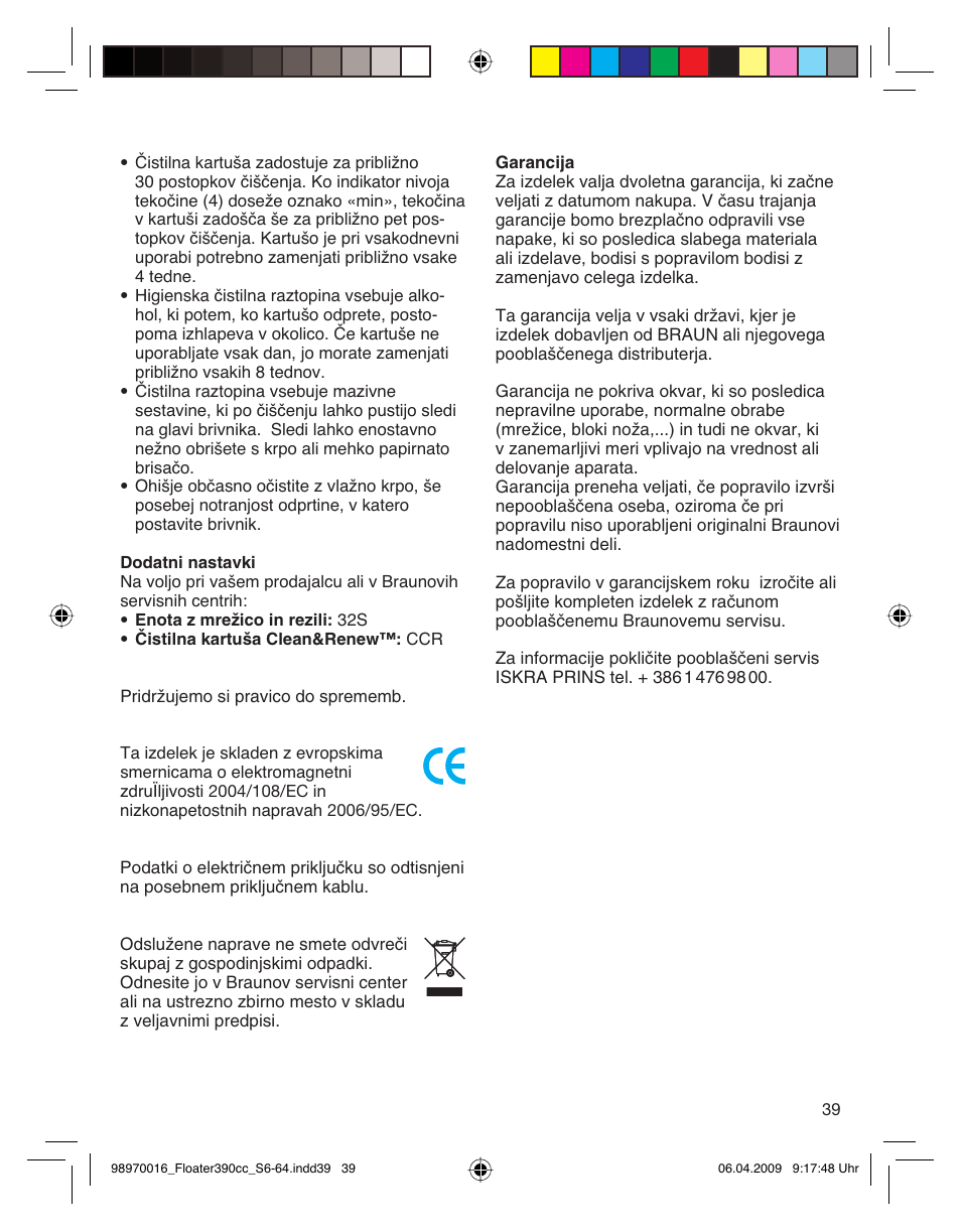 Braun 390cc Series 3 User Manual | Page 39 / 61