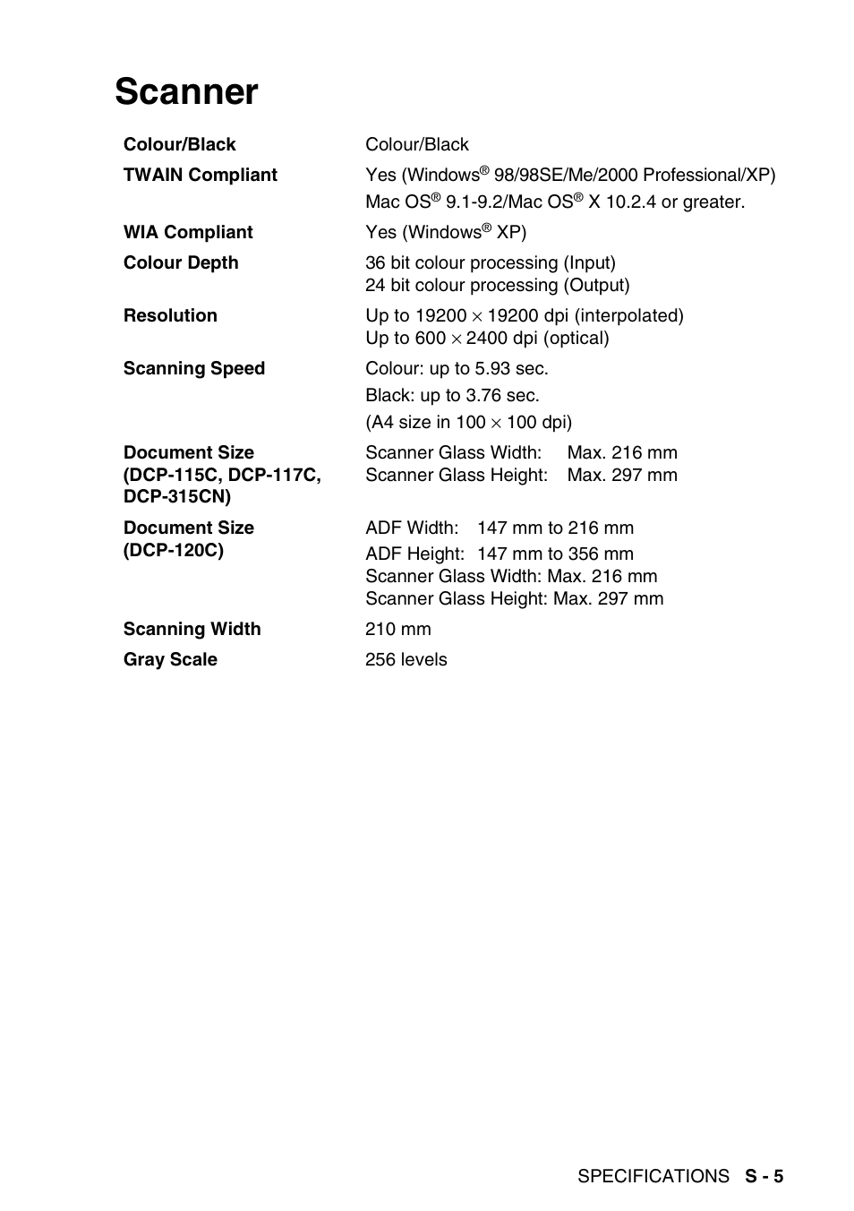 Scanner | Brother DCP-115C User Manual | Page 103 / 110