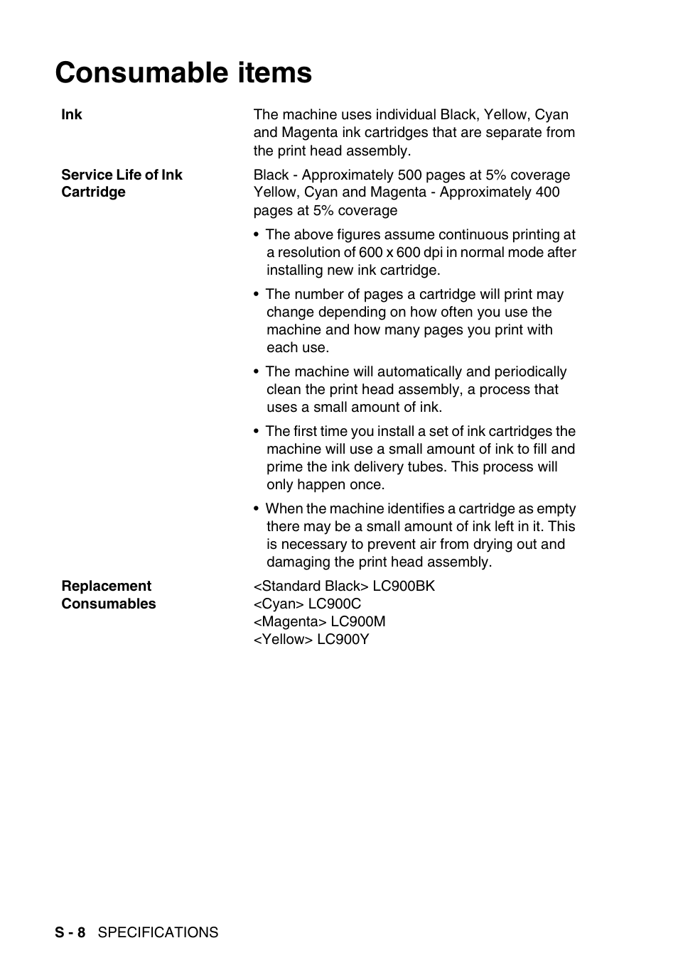 Consumable items | Brother DCP-115C User Manual | Page 106 / 110