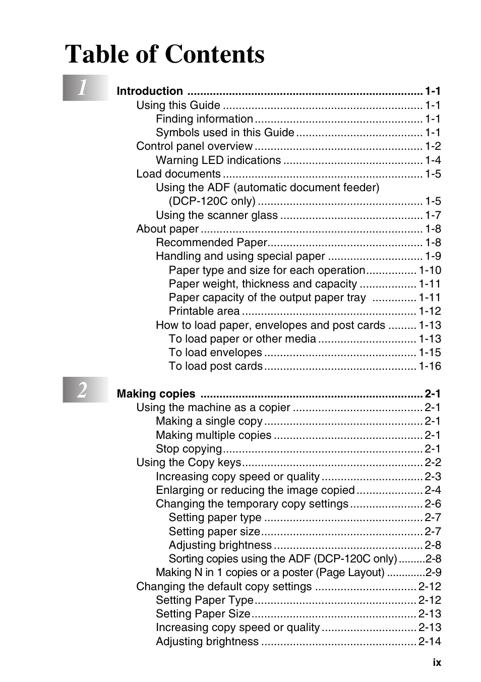 Brother DCP-115C User Manual | Page 11 / 110