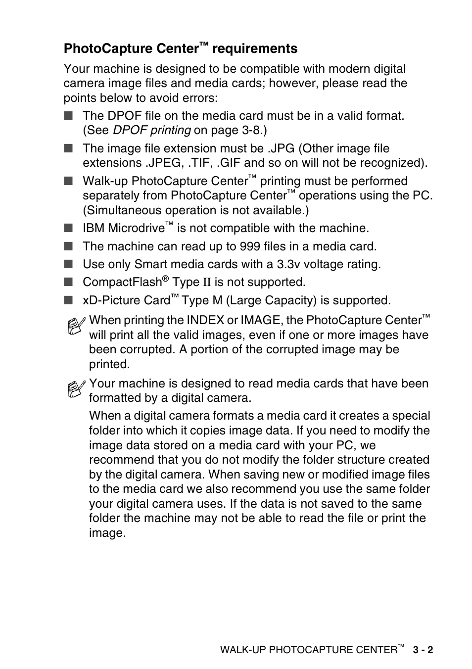 Photocapture center™ requirements, Photocapture center, Requirements -2 | Requirements | Brother DCP-115C User Manual | Page 47 / 110