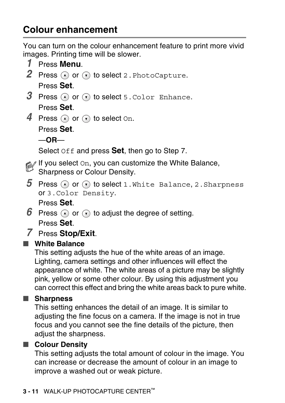 Colour enhancement, Colour enhancement -11 | Brother DCP-115C User Manual | Page 56 / 110