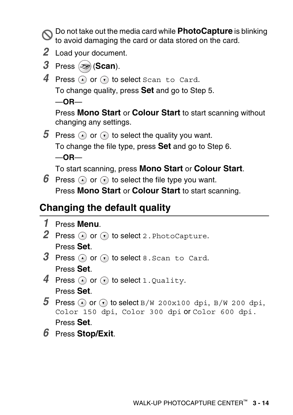 Changing the default quality, Changing the default quality -14 | Brother DCP-115C User Manual | Page 59 / 110