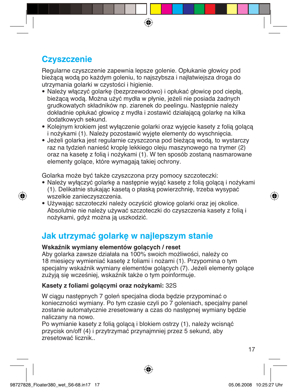 Czyszczenie, Jak utrzymać golarkę w najlepszym stanie | Braun 380 Series 3 User Manual | Page 16 / 62