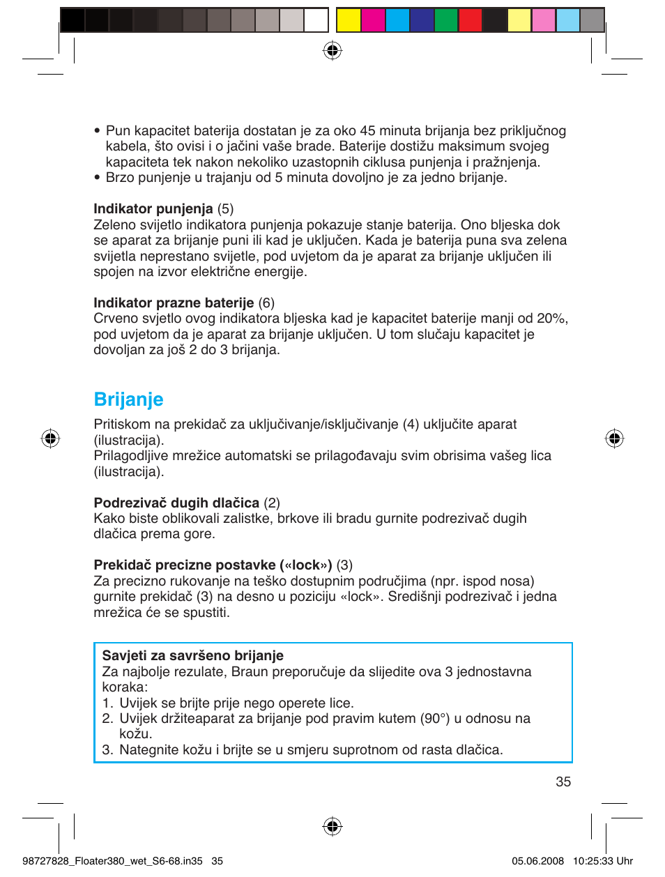 Brijanje | Braun 380 Series 3 User Manual | Page 34 / 62