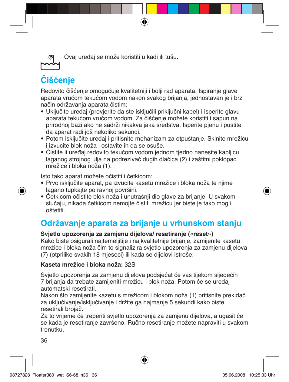 Čišćenje, Održavanje aparata za brijanje u vrhunskom stanju | Braun 380 Series 3 User Manual | Page 35 / 62