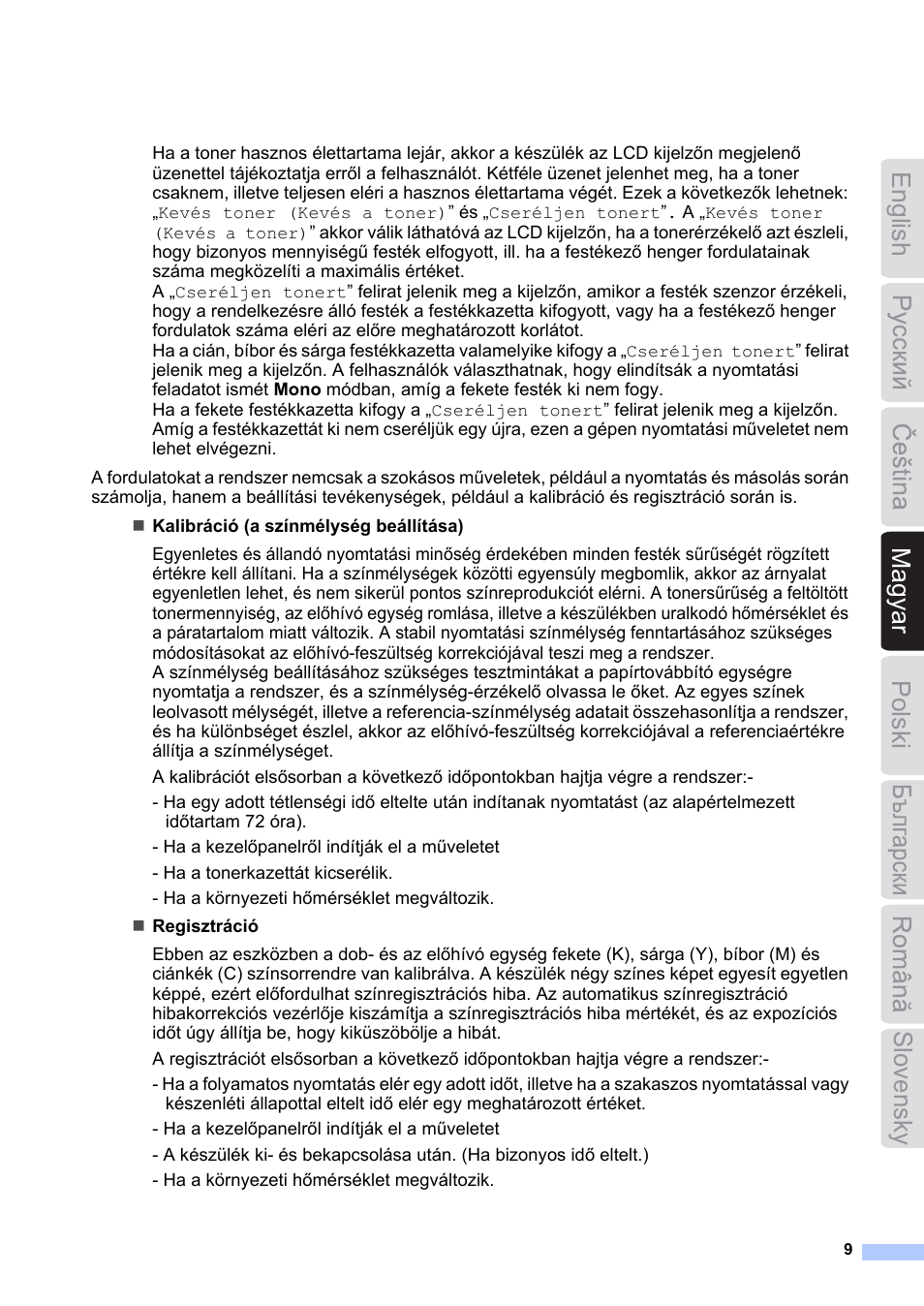 English magyar polski slovensky | Brother MFC 9970CDW User Manual | Page 9 / 19