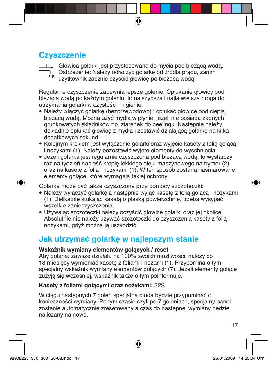 Czyszczenie, Jak utrzymać golarkę w najlepszym stanie | Braun 370 Series 3 User Manual | Page 16 / 62