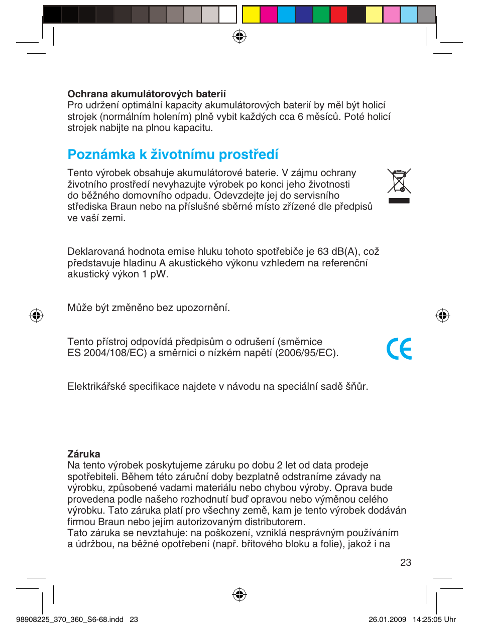 Poznámka k životnímu prostředí | Braun 370 Series 3 User Manual | Page 22 / 62