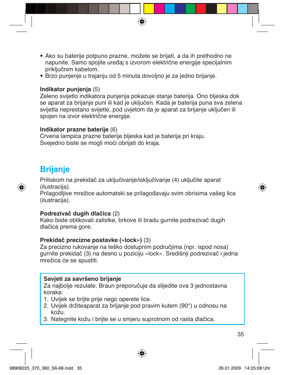 Brijanje | Braun 370 Series 3 User Manual | Page 34 / 62