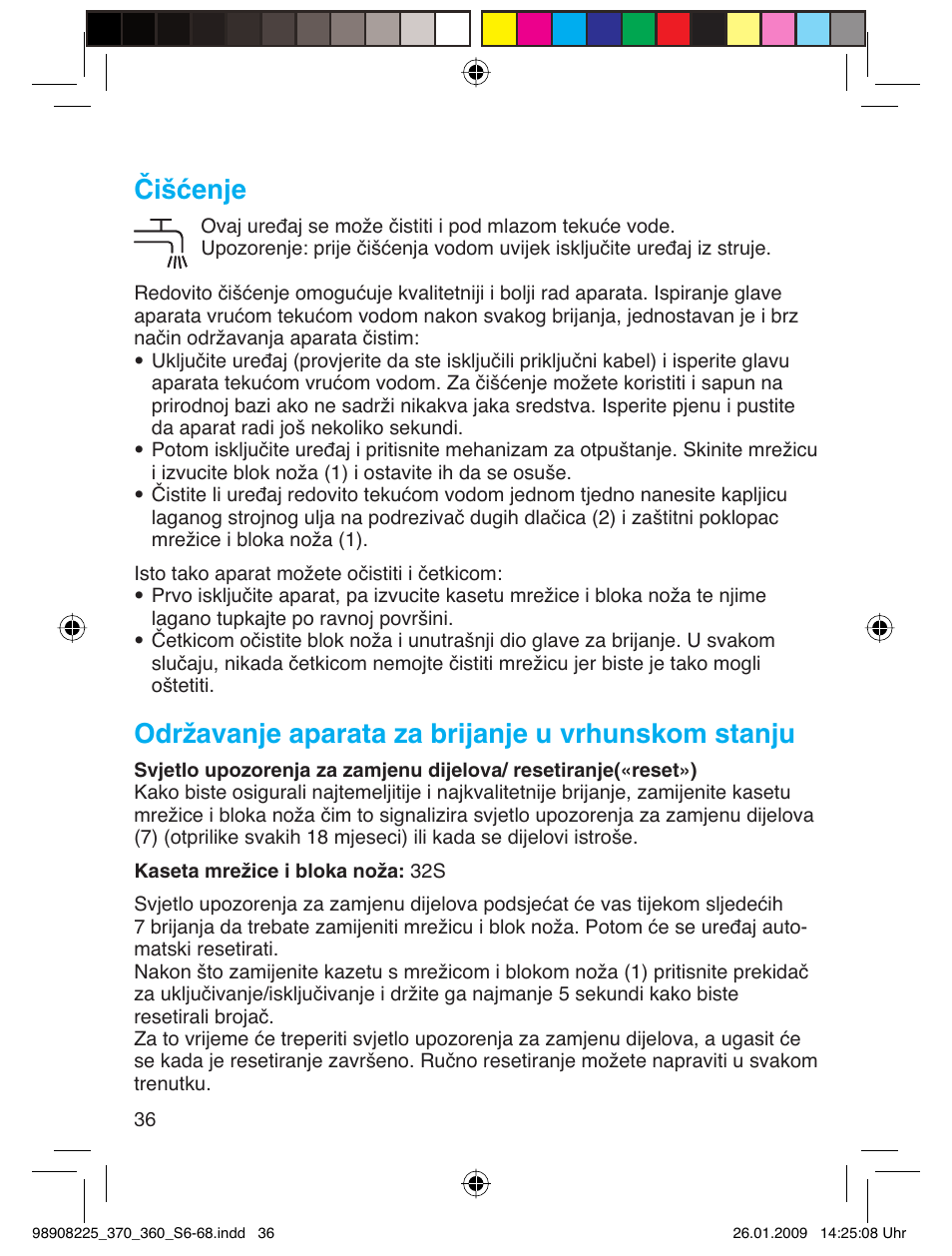 Čišćenje, Održavanje aparata za brijanje u vrhunskom stanju | Braun 370 Series 3 User Manual | Page 35 / 62